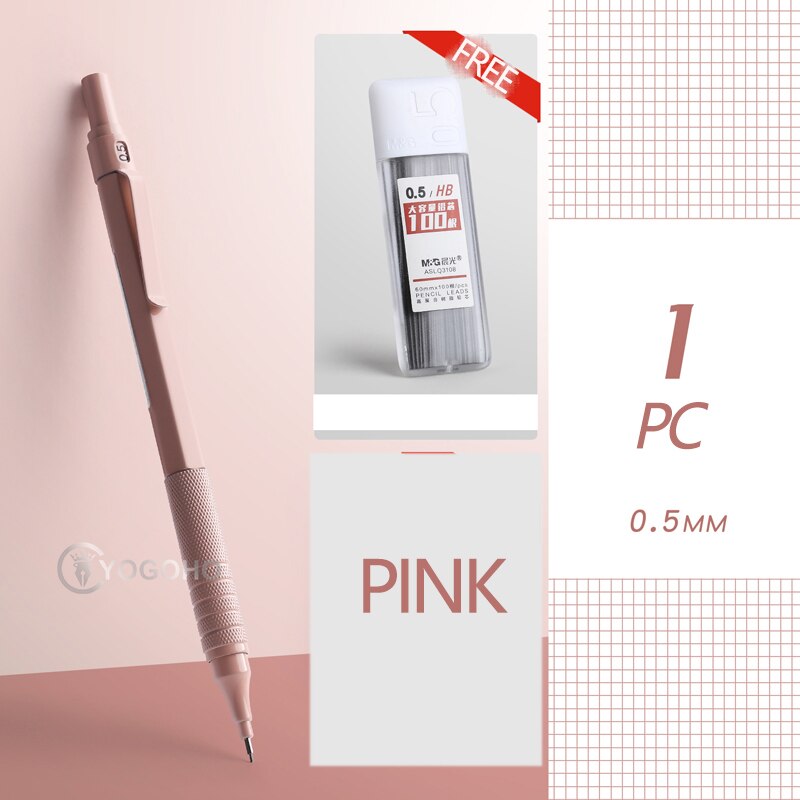 M &amp; G 0.5mm/0.7mm crayon mécanique couleur Morandi fournitures scolaires japonaises crayons mécaniques japonais: Pink with refills