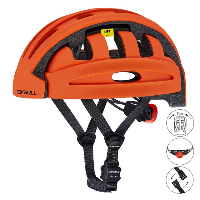Opvouwbare Fietshelm Lichtgewicht Draagbare Veiligheid Fietshelmen City Bike Sport Fiets Helm Casco Ciclismo: Orange