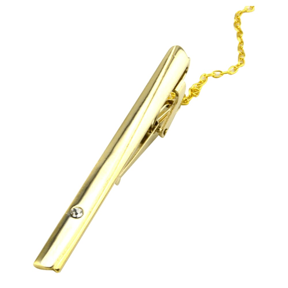 3 Pcs Party Daily Clothes Accessories Wedding Cuff Link Set With Rhinestone Metal Business Plated Tie Clip Curve Stripes