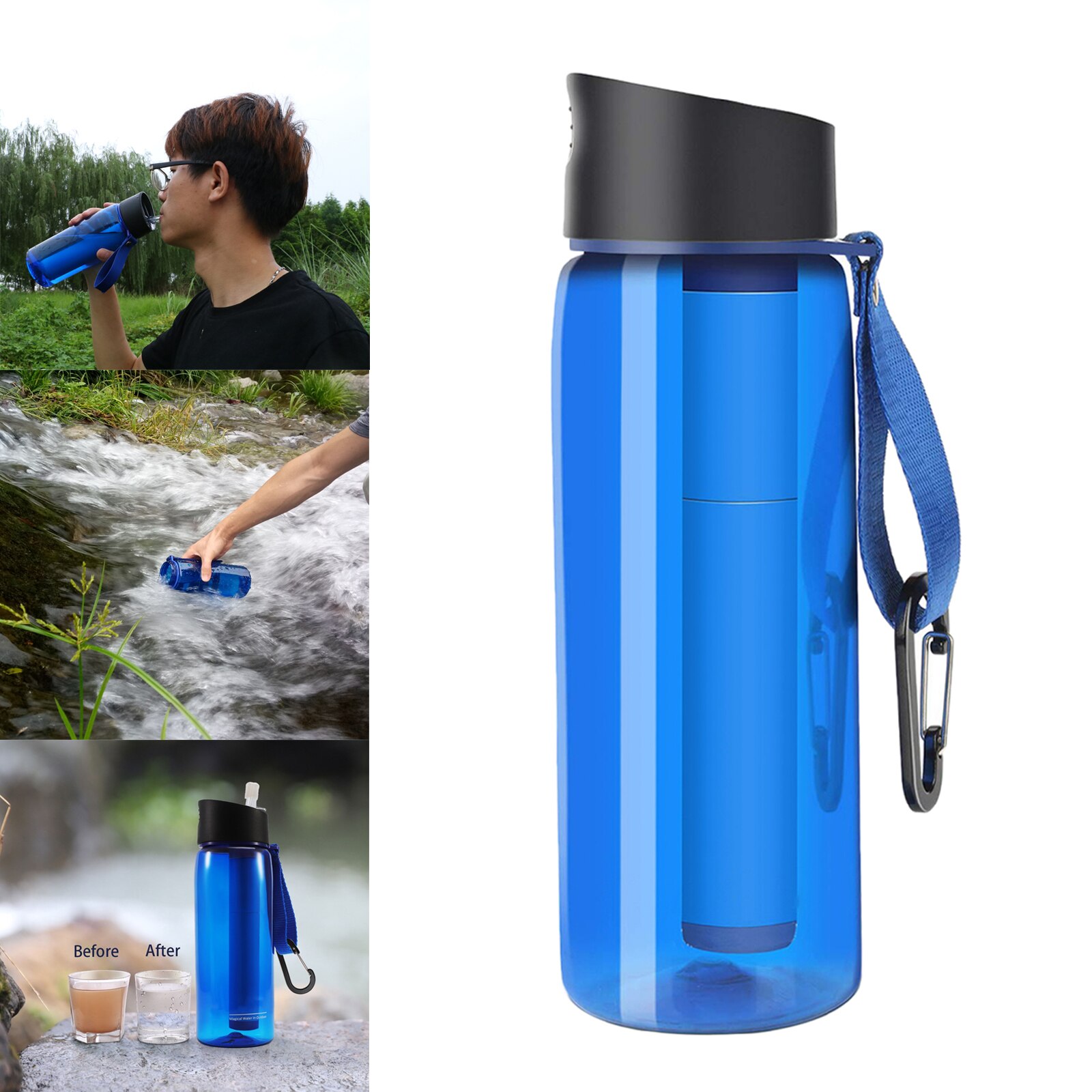 Water Filter Fles Stro Purifier Survival Emergency Camping Wandelen Tool