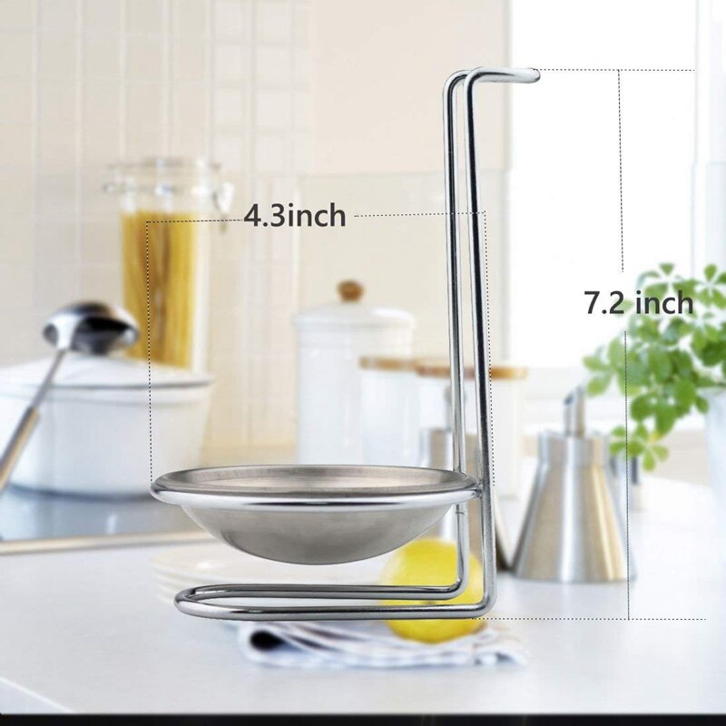 Stainless Steel Spoon Rest Holder,Long Handle Vertical Saving Soup Ladles Holders Ladle Rest Soup Ladle Holder