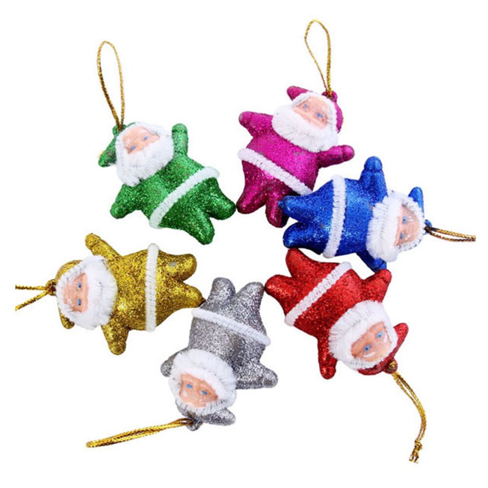 6 Stuks Kerst Opknoping Kerstman Decor Glitter Opknoping Hanger Kerst Feestartikelen Decoratieve Props: Picture 1