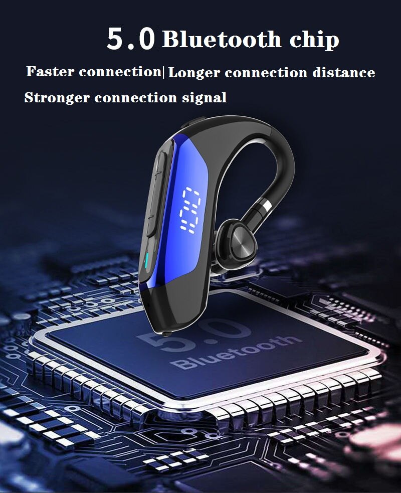 Bluetooth Headset 5.0 Oortelefoon Handsfree Hoofdtelefoon Led Display 9D Stereo Oordopjes Oortelefoon Voor Iphone Xiaomi