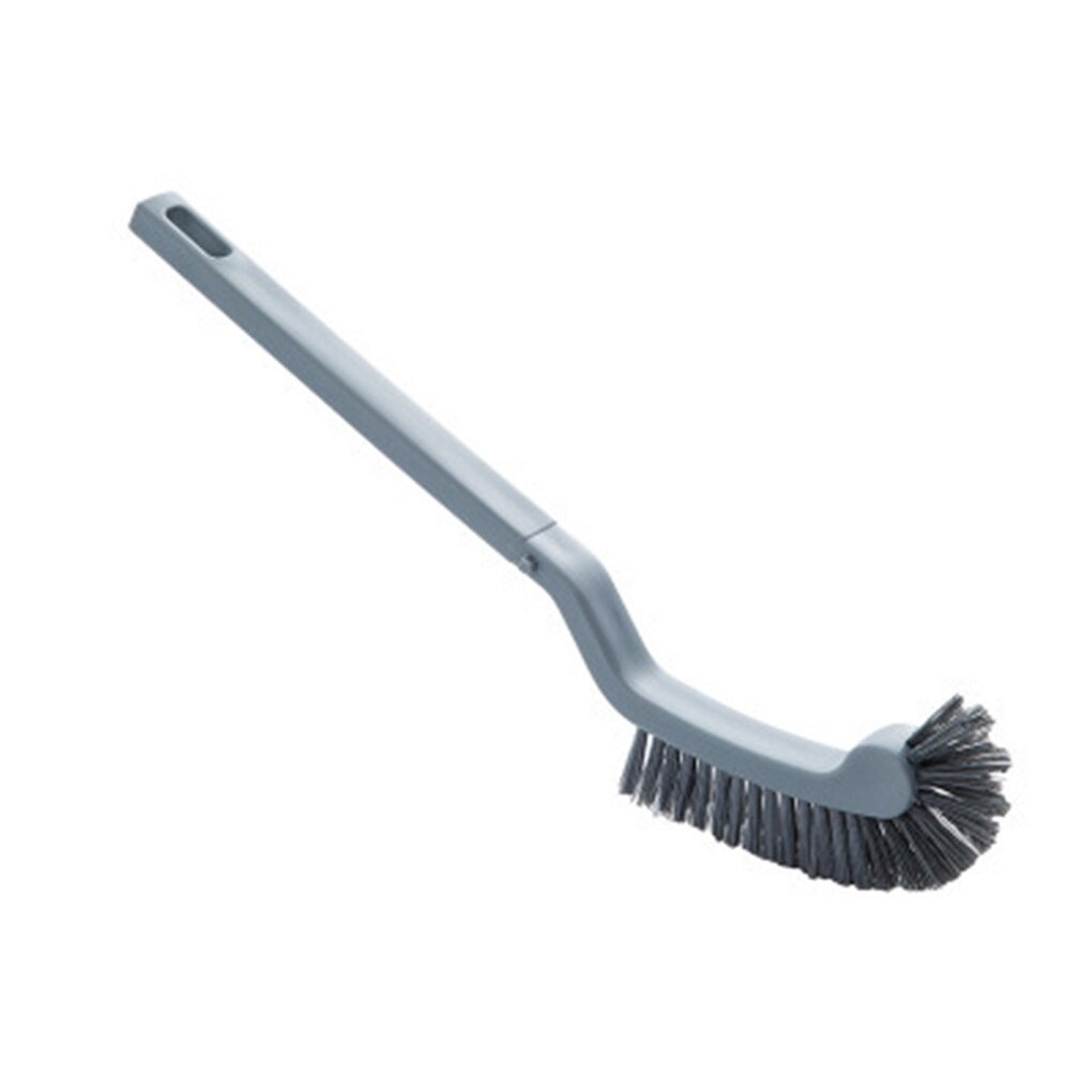Strong Toilet Cleaning Brush Plastic Scrubber Curved Clean Side Bending Handle Corner Brush Bathroom WC Cleaning Toilet Supplies: Gray