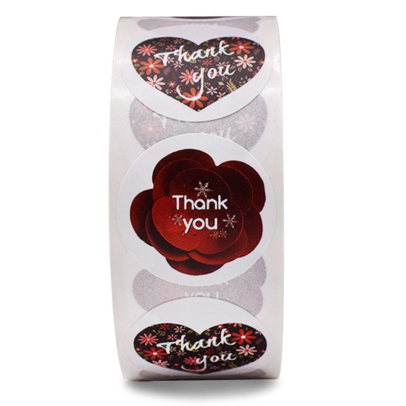 Blume Danke Aufkleber Gold Folie Dichtung Etiketten Rosa Hochzeit Party Favors Umschlag Lieferungen Schreibwaren Aufkleber 50-500 stücke: QY613-300Stck