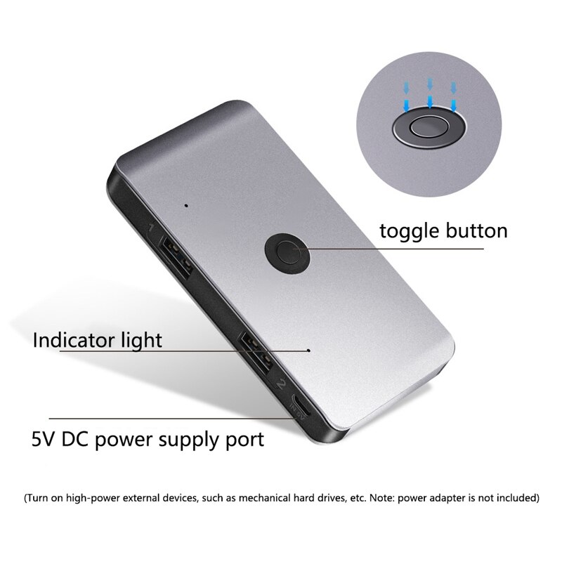 KVM Switch 4 Port 2.0 Switch Box USB for Keyboard Mouse Printer Monitor with 2 Cables