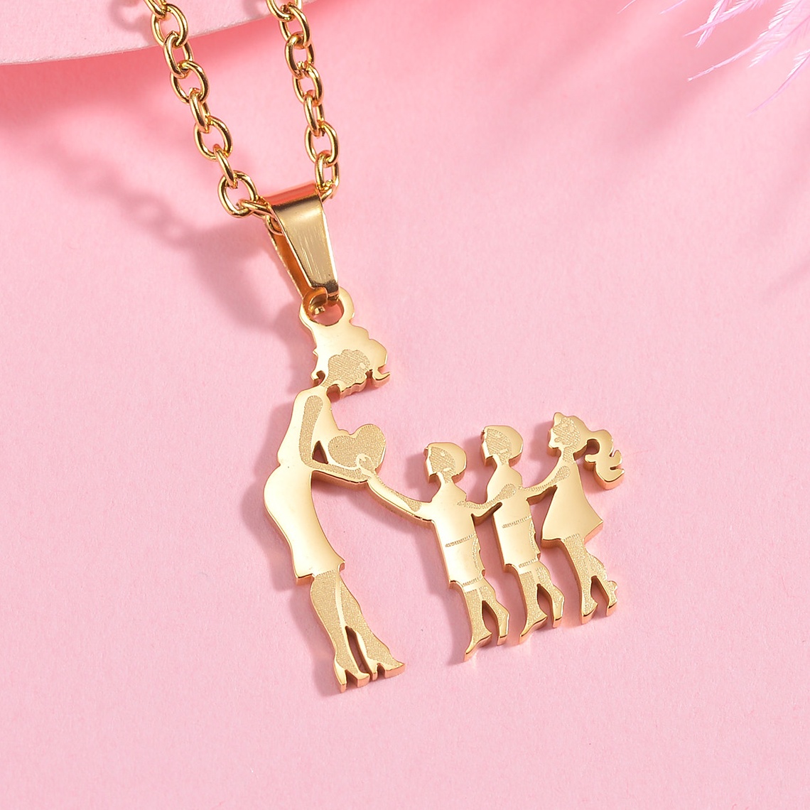Mothers and Children Family Stainless Steel Necklaces Silver Color Multiples Kids Pendant Necklace Jewelry Mother's Day