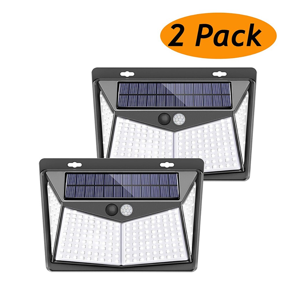 1/2/4PCS LITOM 208 LEDS Solar Lights IP65 Waterproof Outdoor LED Solar Lamp Motion Sensor Sunlight For Garden Pathway Wall Lamp: 2 PCS