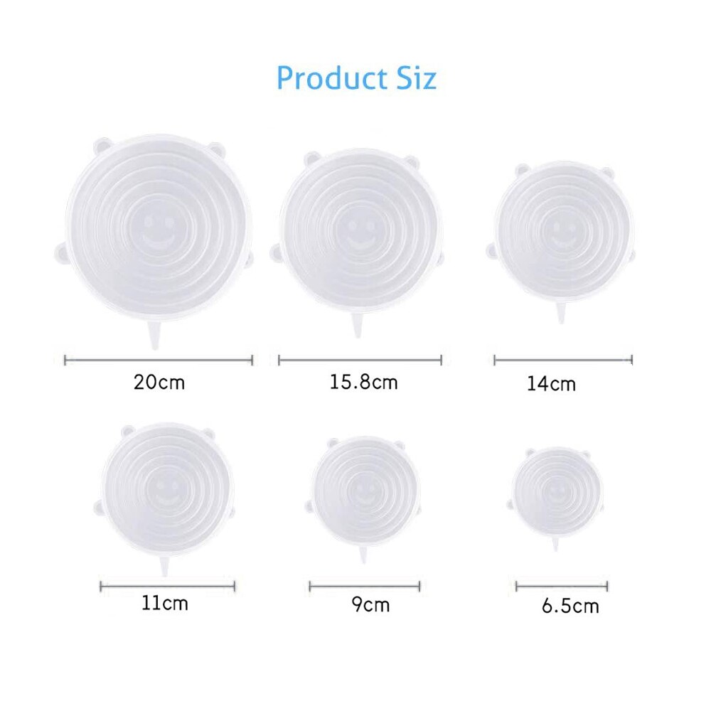 6/12 stk silikone låg til køkkengrej skål universal silikonelåg mad genanvendelige stræklåg madindpakning skål køkkenpropper