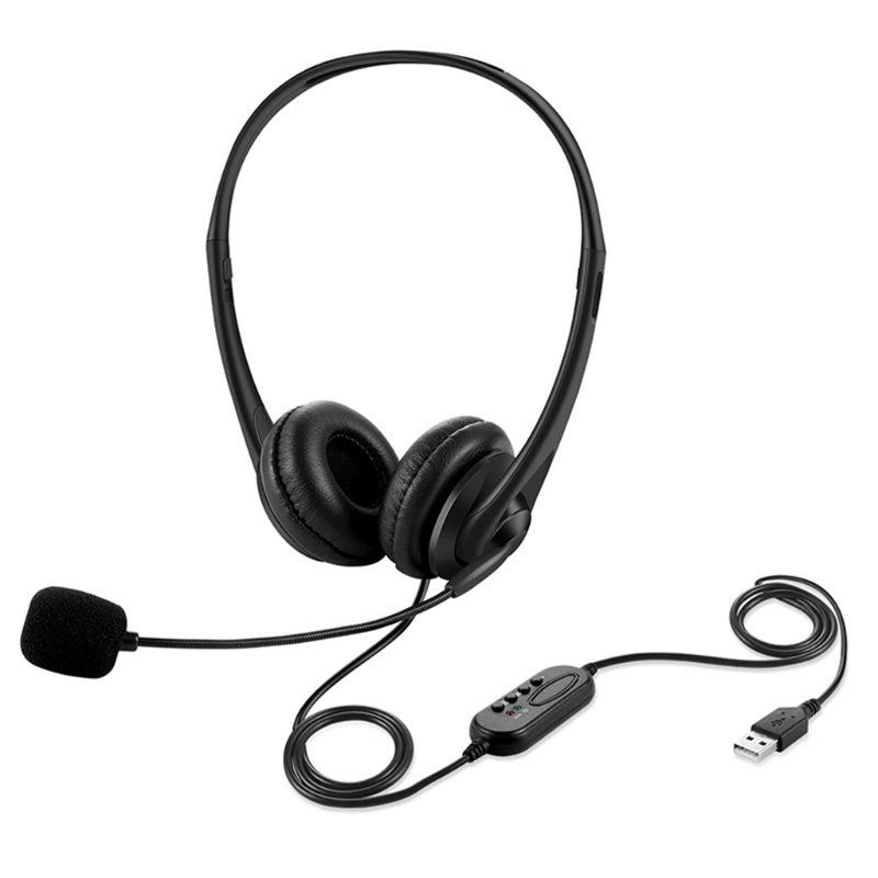 USB Headset with Microphone Computer Headphone Lightweight Calling Center Wired Headset for PC/Laptop/Computer T21A