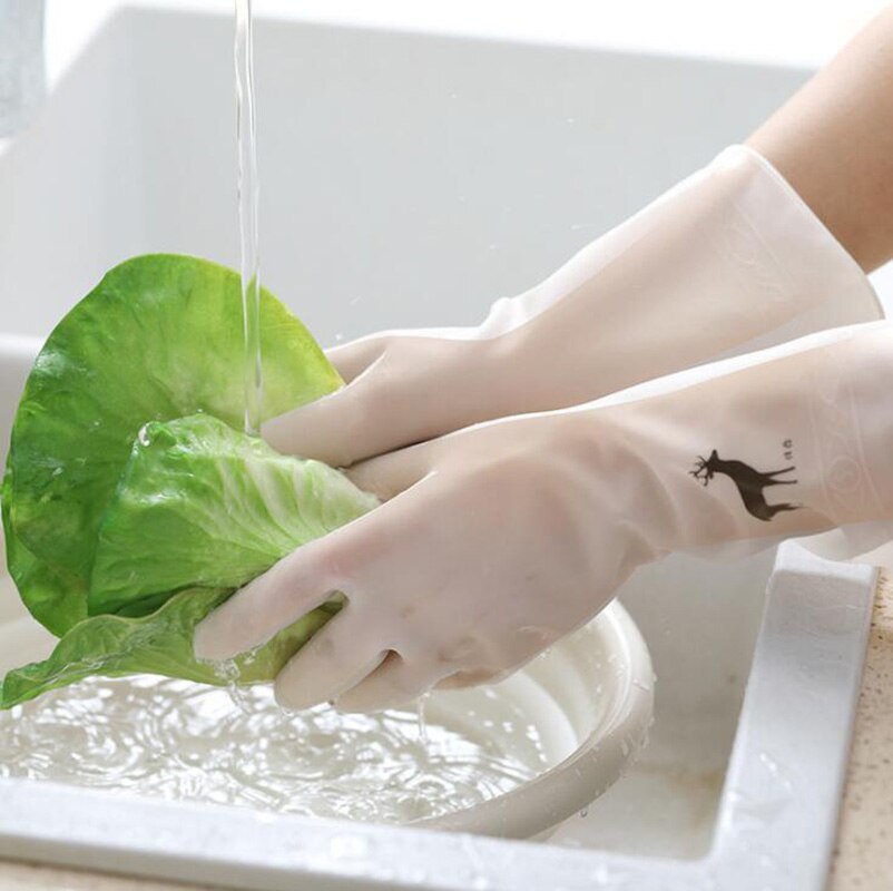 Guantes de goma para lavar platos de cocina, dibujos animados duraderos, limpieza del hogar, frutas y verduras, herramientas de accesorios de limpieza de baño