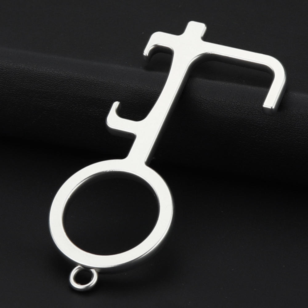 Hygiène main antimicrobien EDC ouvre-porte Portable presse porte poignée clé hygiénique boutons Mobile tactile stylo porte-clés tire-bouchon: sliver