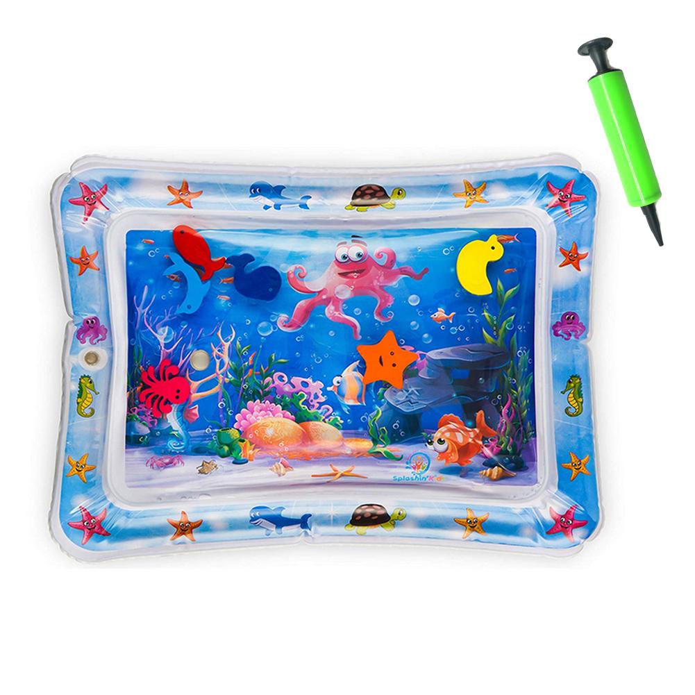 66x50cm Kids Water Mat Baby Inflatable Patted Pad Baby Inflatable Water Cushion Infant Play Mat Toddler Funny Pat Pad Toys: Q with Inflator