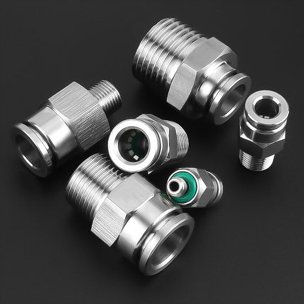 PC 1/8" 1/4" 3/8" 1/2" BSP external thread 304 stainless steel pipe pneumatic quick coupling trachea hose quick coupling