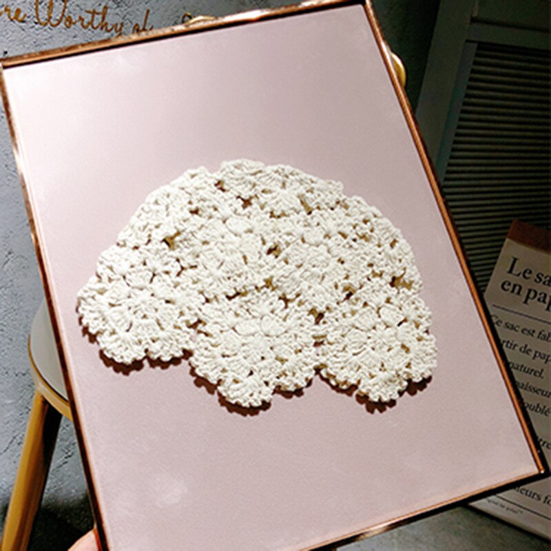 Elegante Katoen Baret Hollow Out Bloemen Decoratieve Hand Verslaafd Herfst Dames Pure Kleur Etnische Stijl Dome Kunstenaar Baret Hoed: Beige