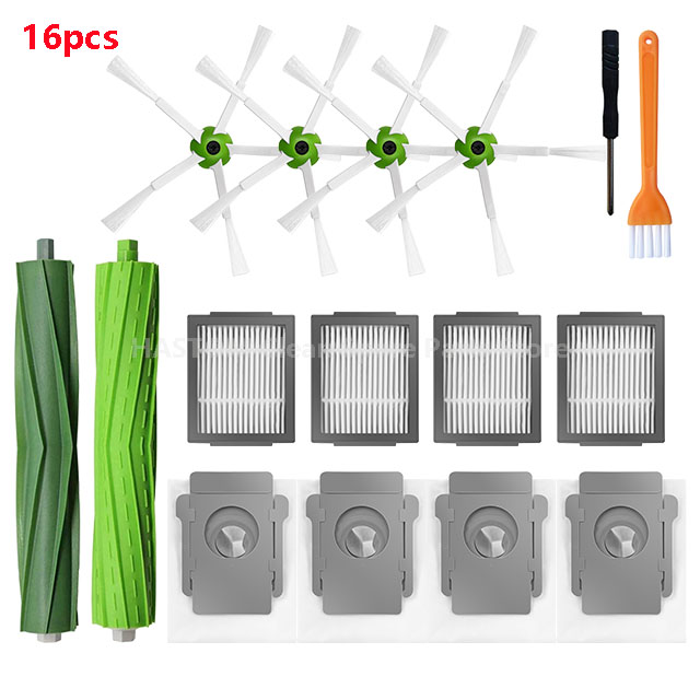 Voor iRobot Roomba i3 i3+ i4 i4+ i6 i6+ i7 i7+ i8 i8+ E5 E6 E7 j7 j7+ j7 Plus Stofzuiger Robot Hoofd-/Zijborstel Hepa Filter: Oranje