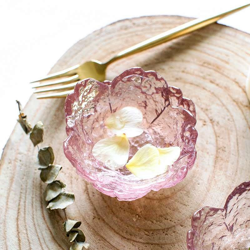 6Pcs Sakura Dish Japanese-style Glass Small Dish Small Salad Plate Dried Fruit Plate Dessert Plate Dumplings Dish Wedding