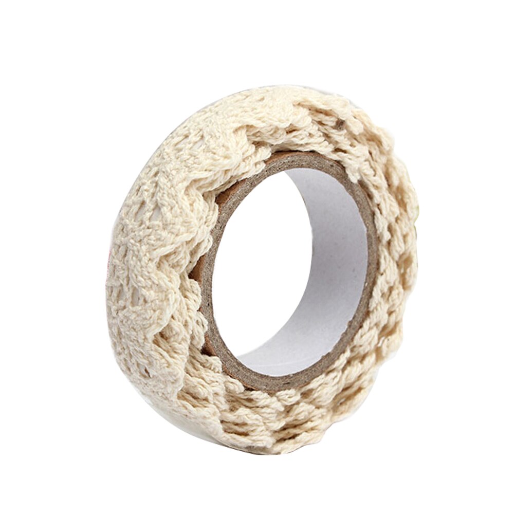 1Stck Baumwolle Spitze Stoff Weiß Häkeln Spitze Rolle Band betroffen Klebeband Aufkleber Handwerk Dekoration Schreibwaren: Beige