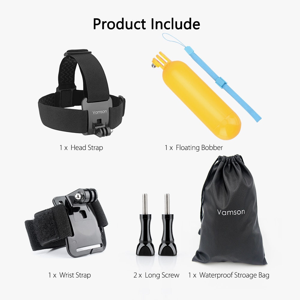 Vamson-kit de accesorios para Gopro Hero 5 4 3, correa para la cabeza para Xiaomi Yi 4 K, Bobber Floaty para SJCAM VS45