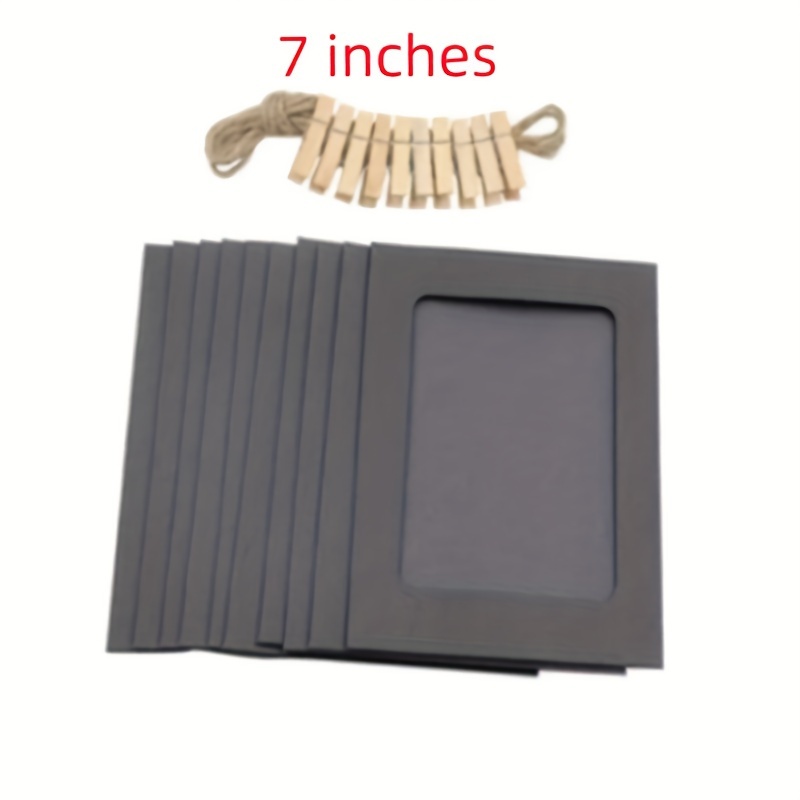 10pcs Photo Cardboard Picture Frame, DIY Paper Photo Frame With Wooden Clips, Wall Decoration, Bedroom decorative picture frame