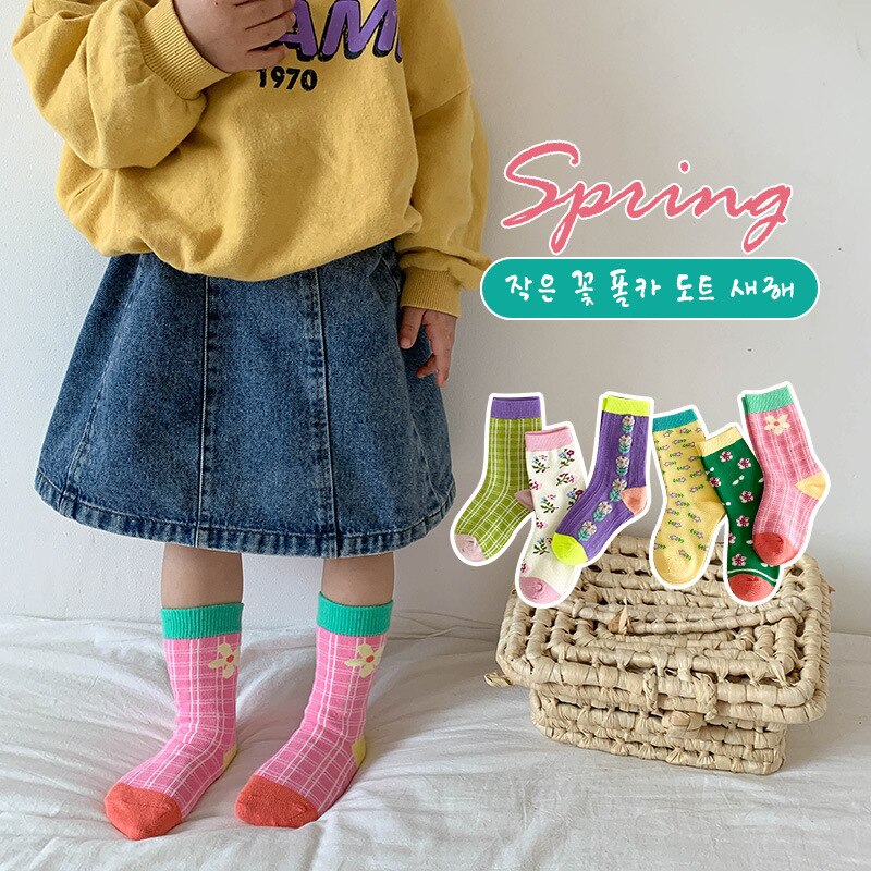 6 paia/lotto calzini per bambini primavera moda coreana fiori neonate calzini principessa traspirante calzini sportivi in cotone