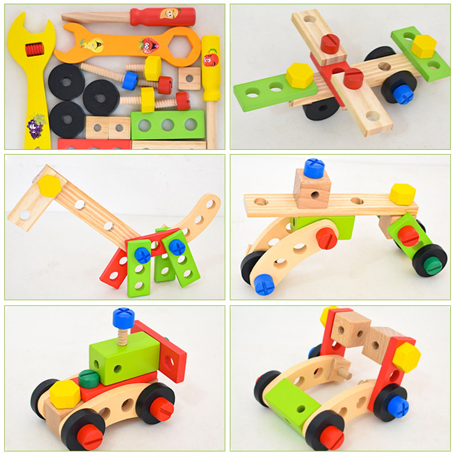 Kids Baby Hout Reparatie Set Tool Multifunctionele Speelgoed Draagbare Reparatie Tool Box Cartoon Jongen Educatief Speelgoed Voor Jongen Puzzel Speelgoed