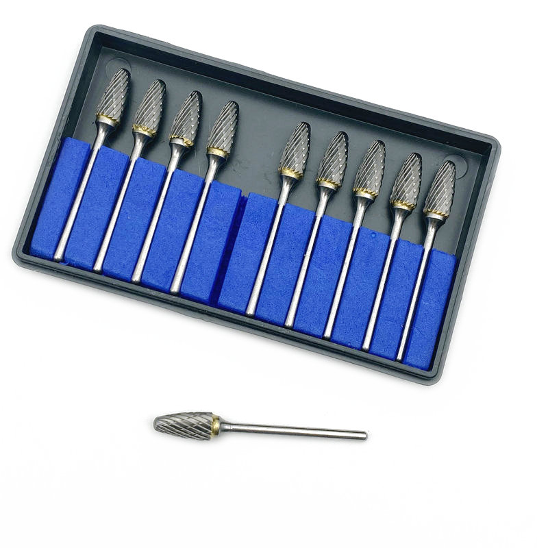 10pcs/set Dental Tungsten Steel Burs Drills Dental Lab Titanium Nitrate Carbide Burs Dentistry 2.35mm Shank Polisher Type F6