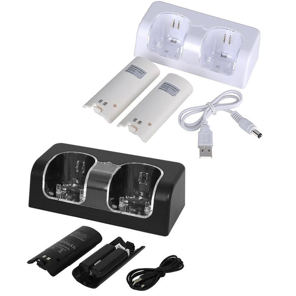 Batteriladdare docka för nintendo wii gamepad batterikontroll batteriladdare docka pack dubbel fjärrstation laddning  b6 i 8