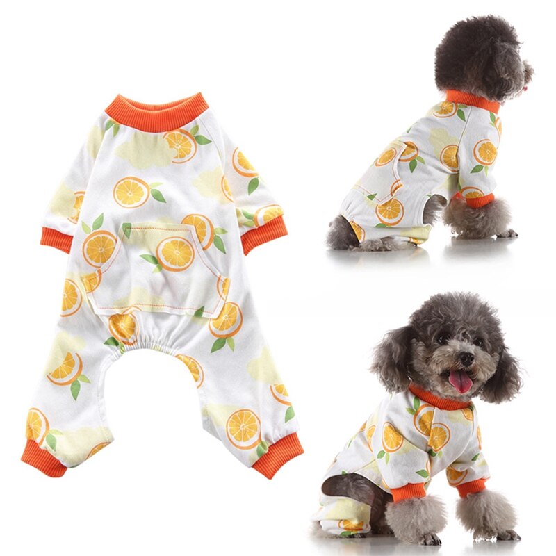 Pijamas con estampado naranja para perro, Camisón de algodón suave para perro, camisa acogedora, ropa para mascotas, mono, ropa de dormir para perros y cachorros