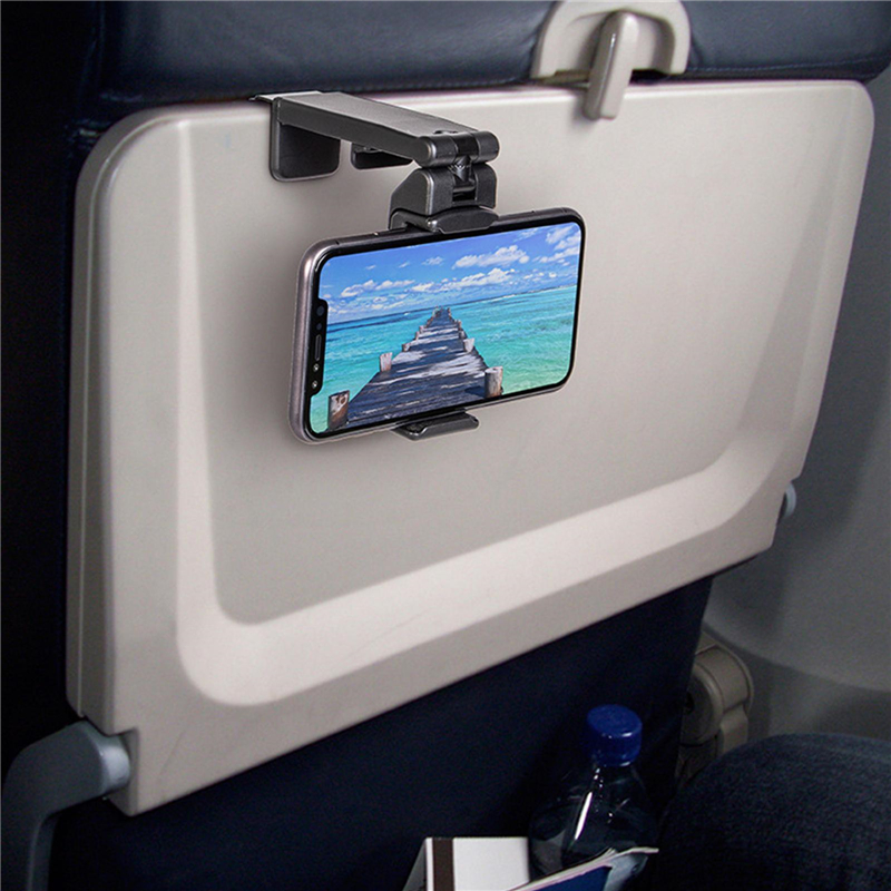 Universal Airplane Phone Stand Holder 360 Rotate Travel Phone Mount for Flying Handsfree Flexible Phone Clip for IPhone/Android