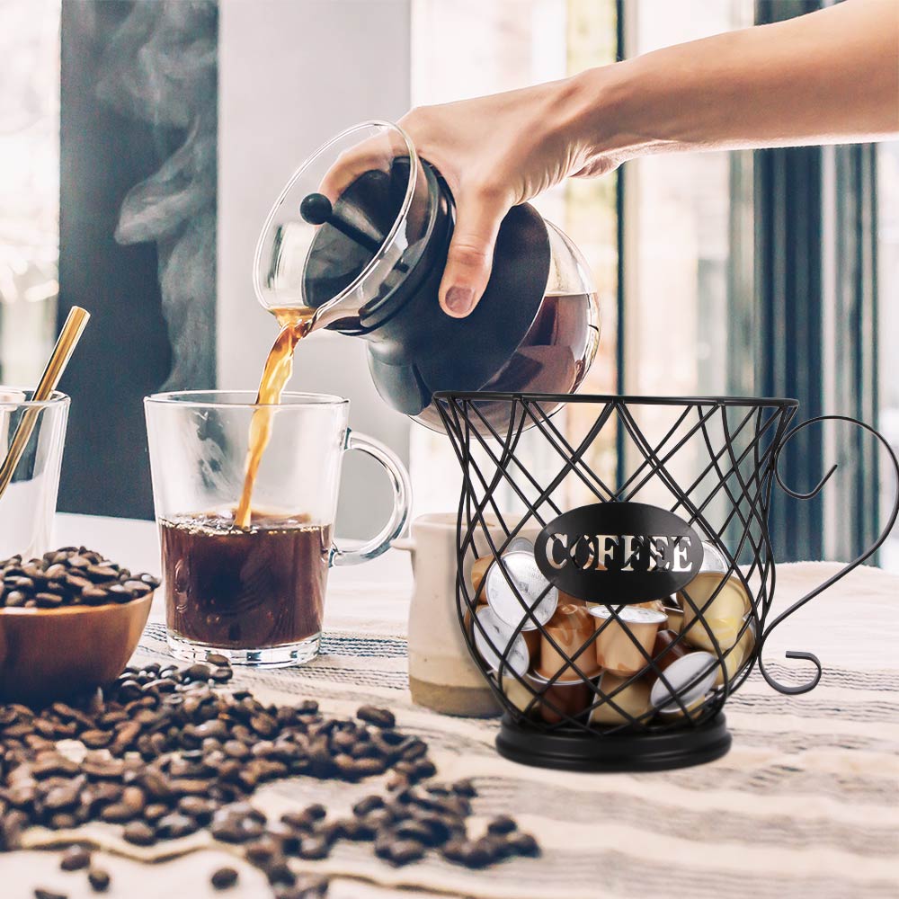 Universal Coffee Capsule Storage Basket Coffee Cup Basket Retro Pod Black Storage Basket Style For Family Cafe Restaurant