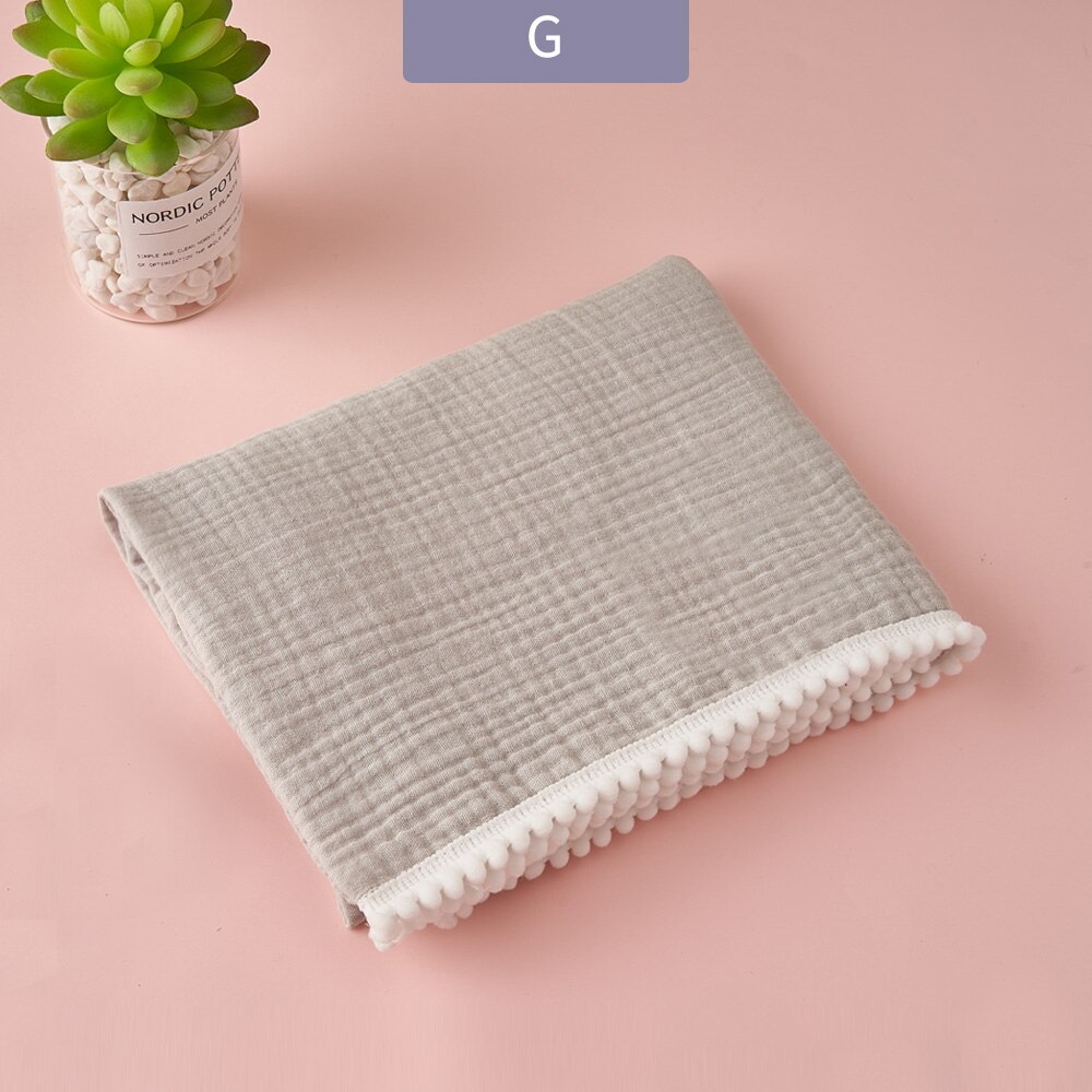 Elinfantile 1 pièces 100% coton 80*65 Cm bébé boule gland couverture garçons et filles coton gaze serviette de bain bébé lange d'emmaillotage serviette: G-baby bath towel