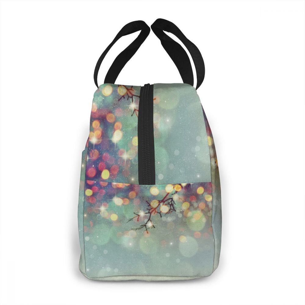 Abstracte kerstverlichting lunchbox tas geïsoleerde thermische lunch picknick lunchtas voor vrouwen kinderen mannen koeltas