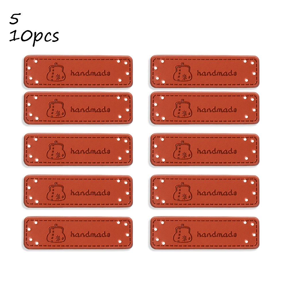 10 stuks retro synthetisch pu leren label diy handgemaakte naailabels leren patch benodigdheden voor kleding naaiaccessoires: 5