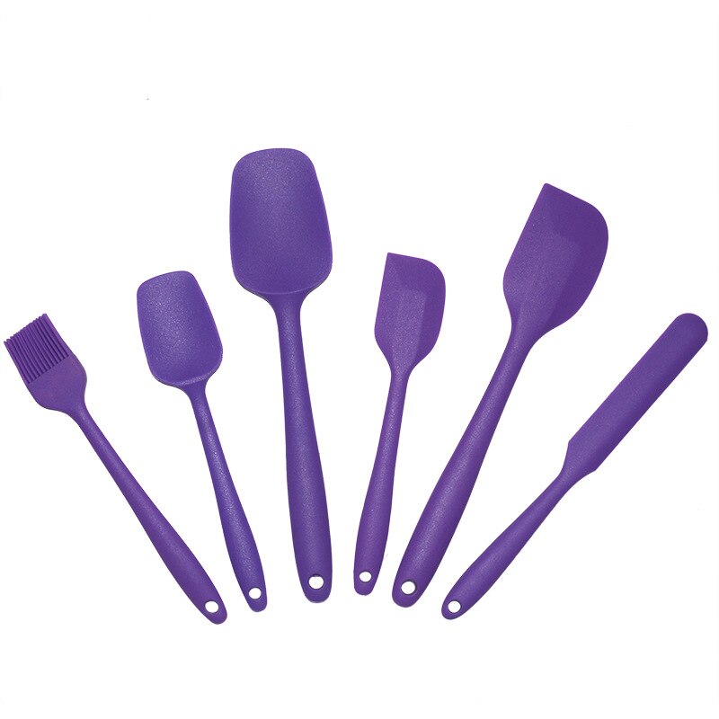 6PCS Kitchen Tools Silicone Kitchen Set Silicone Scraper Oil Brush Set Baking Utensils Color Box Kitchen Gadgets Cooking Tools: Plum