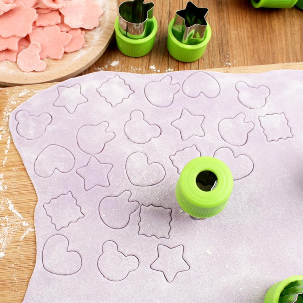 9pcs/set Vegetable Fruit Cutter Mold Stainless Steel Shape Cookie Cutter Cutting Tools Flowers Biscuit Cartoon Cake S2A2