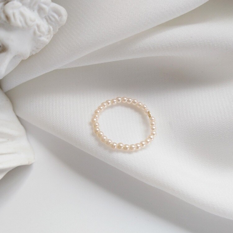 Natuurlijke Zoetwater Parel Multi-Kralen Ring Vinger Sieraden Continue Cirkel Minimalistische Ring Partij Sieraden