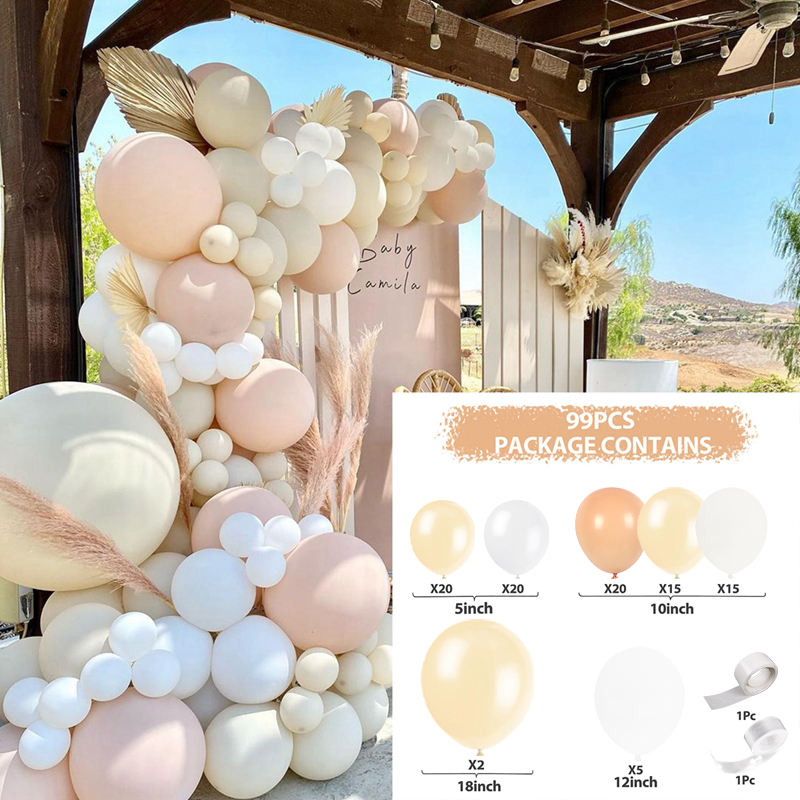 Kit de arco de guirnalda de Globos marrón café albaricoque, decoraciones para de cumpleaños y boda, suministros de Baby Shower para niños, Globos de látex: LASER