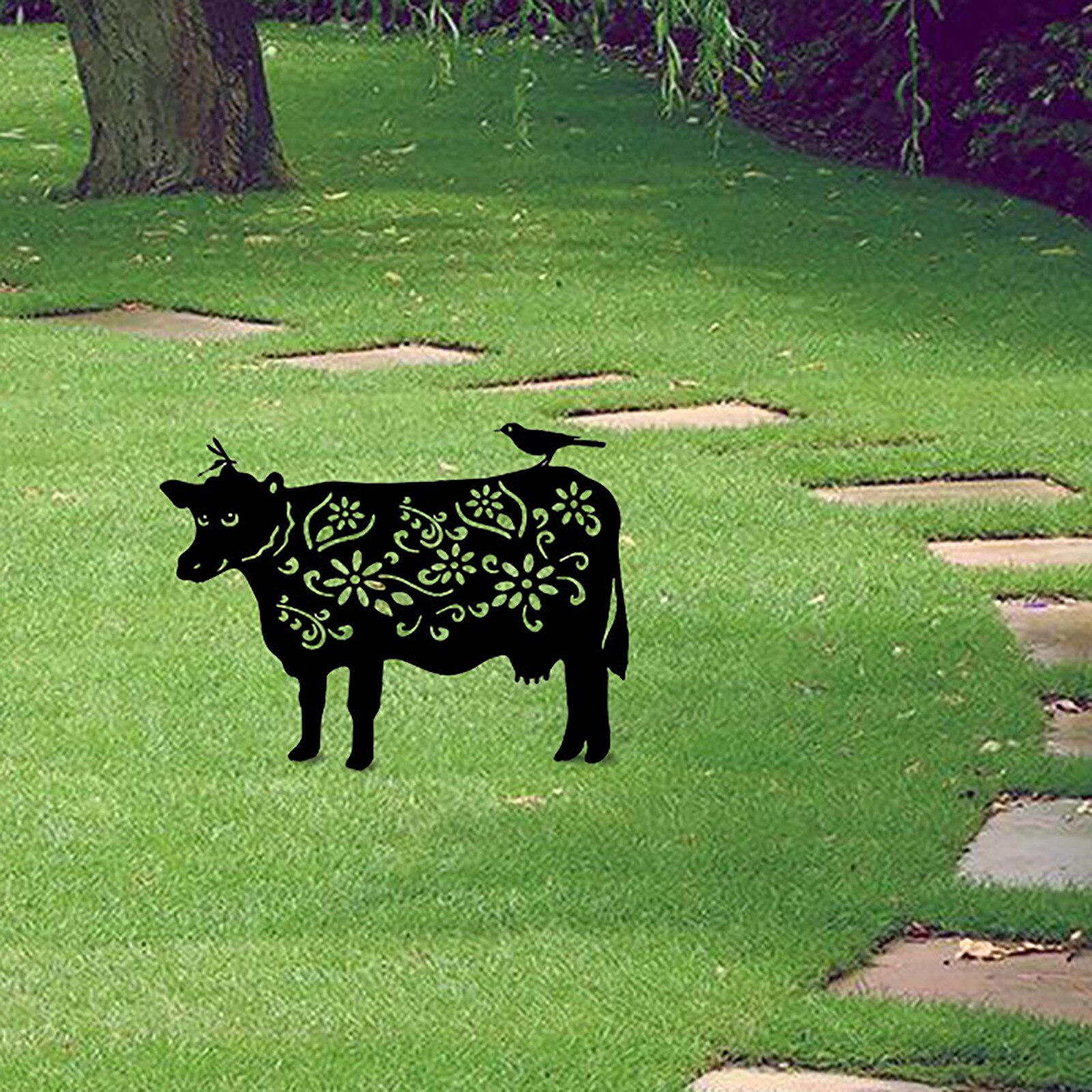 Cattle Garden Decoration Cattle Yard Art Decoration For Garden Backyard Lawn Stakes Plastic Hen Yard Decor Acrylic Crafts