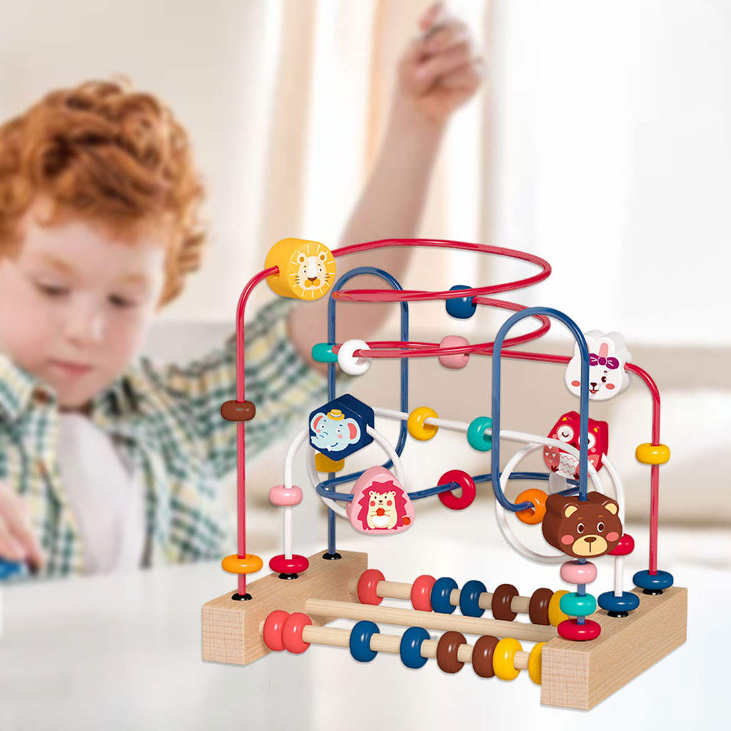 Bead Maze Toys Abacus Circle Toy Count and Grasping Ability Circles Bead Wire Maze for 3+ Toddlers: Animals