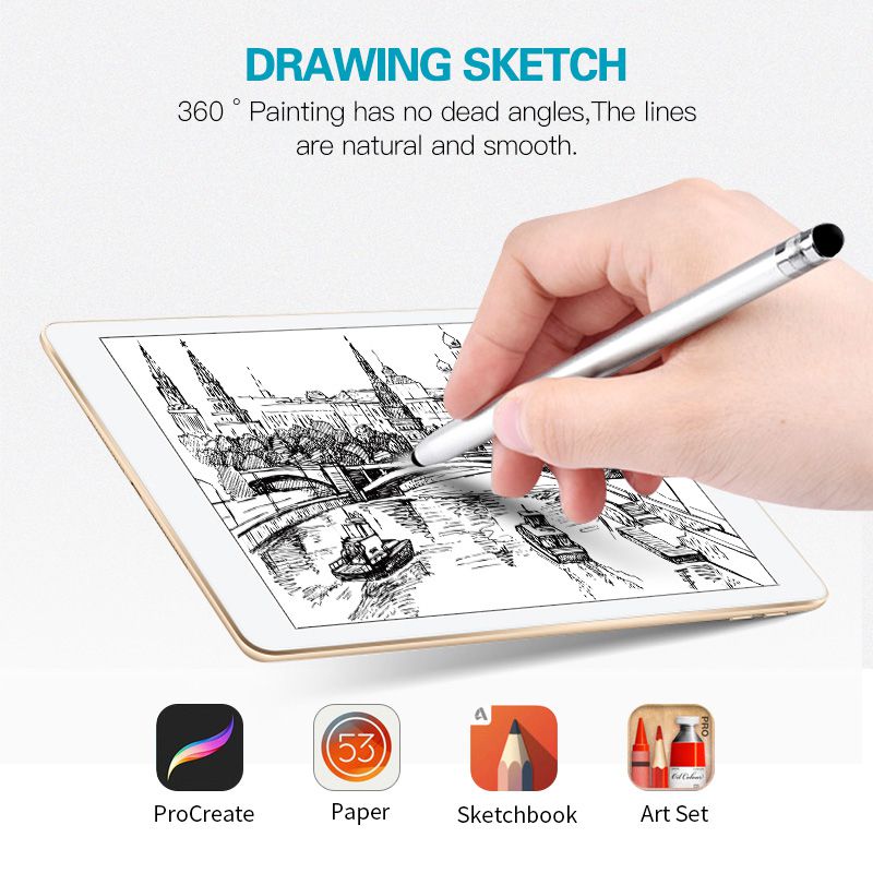 2 In 1 Touch Screen Stylus Pen Capacitive Screen Touch Pencil Write Drawing Pen For ipad PC Android Smartphone Device