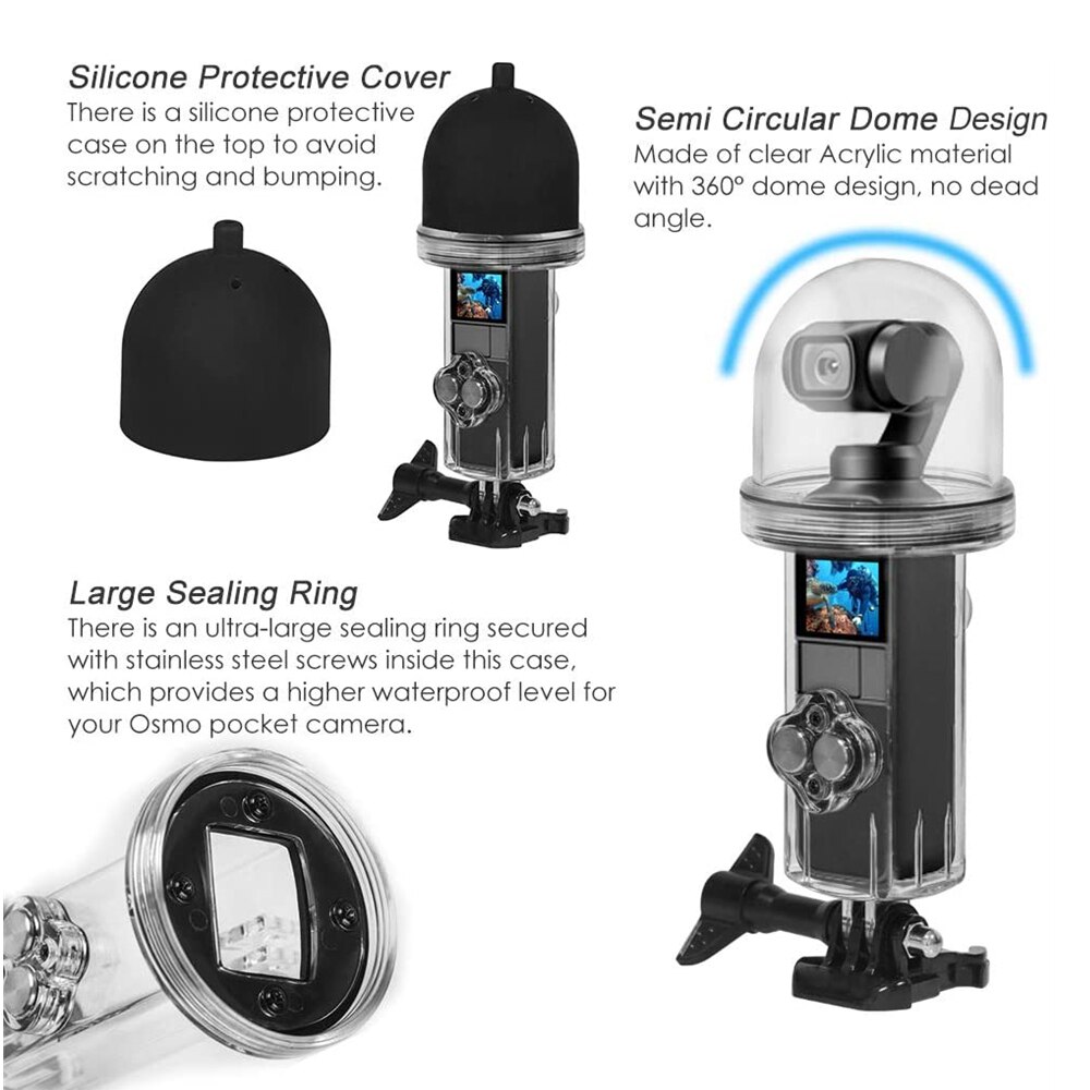 60M Onderwater Waterproof Case Voor Dji Osmo Pocket Action Camera Behuizing Beschermende Duiken Mount Voor Osmo Pocket Accessoires
