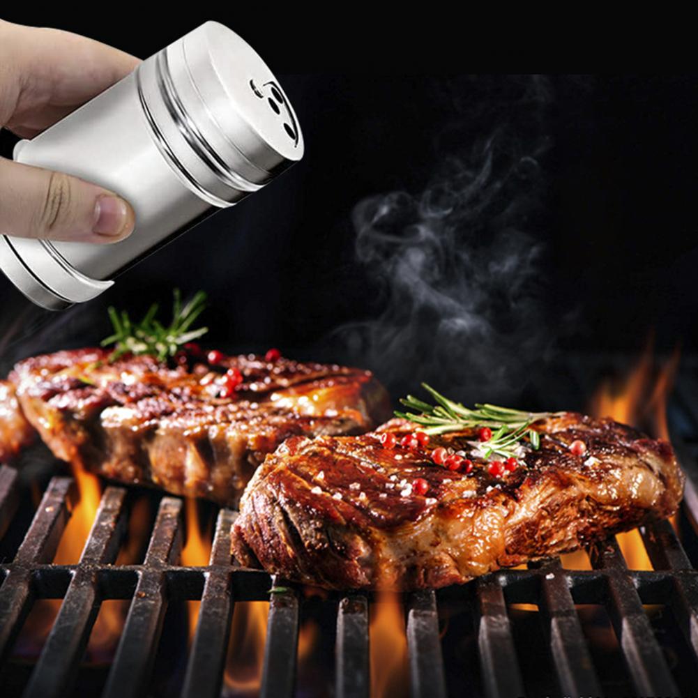 2Pcs Spice Dispensers Excellent Seasoning Spice Dispenser Shaker Stainless Steel Pepper Shakers