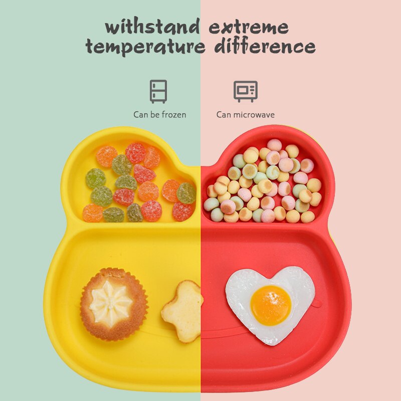 Schattige Konijn Baby Siliconen Eetkamer Plaat Bpa Gratis Platen Voor Babyvoeding Gerechten Food Grade Siliconen Kids Platen