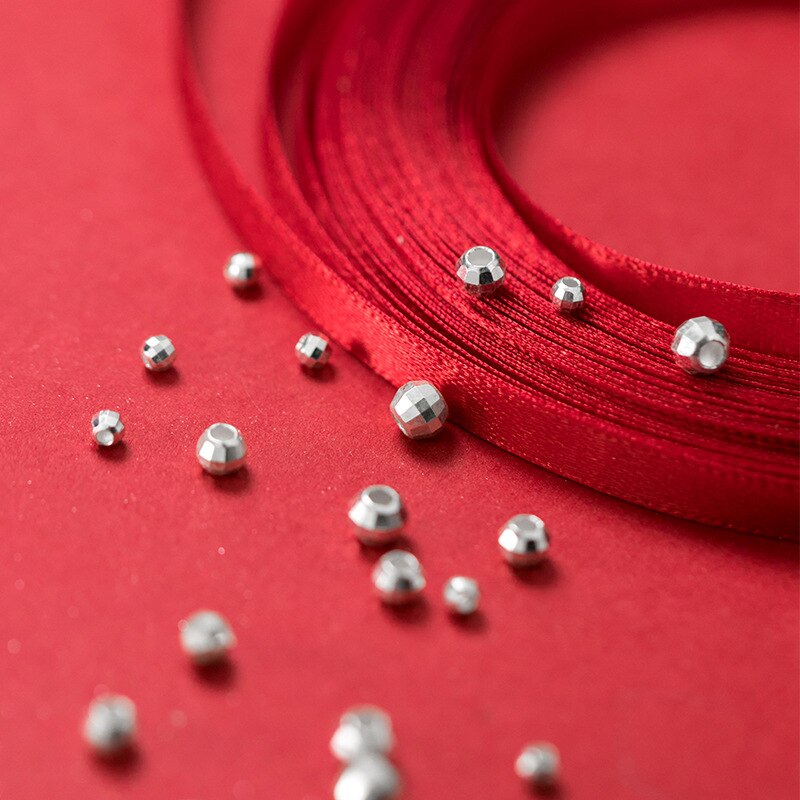 10pcs 925 Sterling Silver Football Shape Loose Beads 3mm 4mm 5mm Round Faceted Silver Spacer Beads DIY Jewelry Findings Supplier