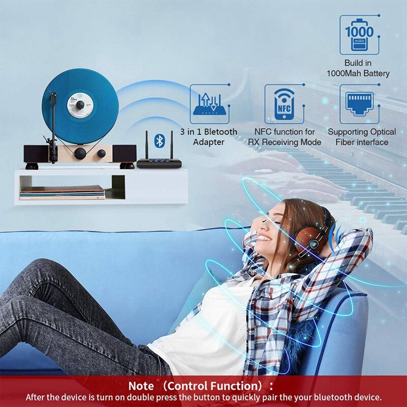 Bluetooth 5.0 sender/empfänger csr 8675 drahtloser musik-audio-adapter für tv/pc, aptx hd, geringe latenz, optischer rca-anschluss 3.5mm