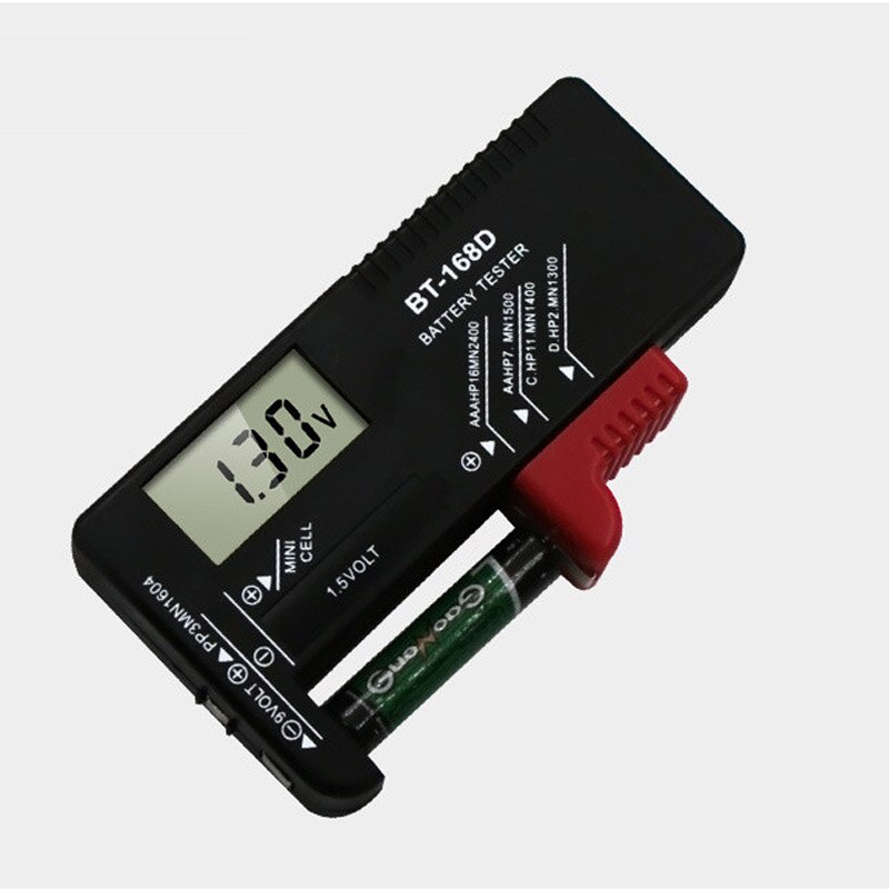 Digital Battery Tester Voltmeter AA/AAA/C/D/9V/1.5V Batteries Button Battery Volt Tester LCD Display Battery Diagnostic Tool: BT-168D