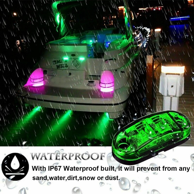 4 x 2 LED Red/Green Marine Boat Navigation Lights 10-30V Boats Running Light Truck Van Side Light