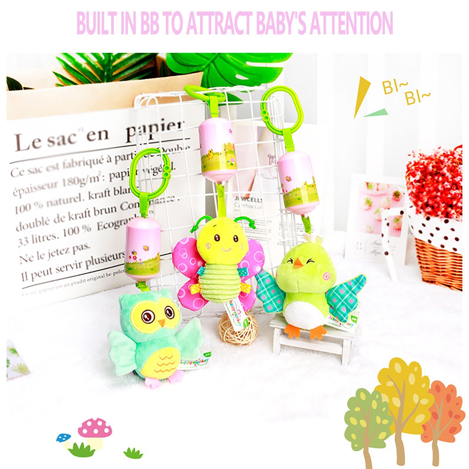 Cartoon Bed Pendant Baby Toys 0-12 Months Bed Stroller Baby Hanging Rattles Newborn Plush Infant Rattle Toys For Baby