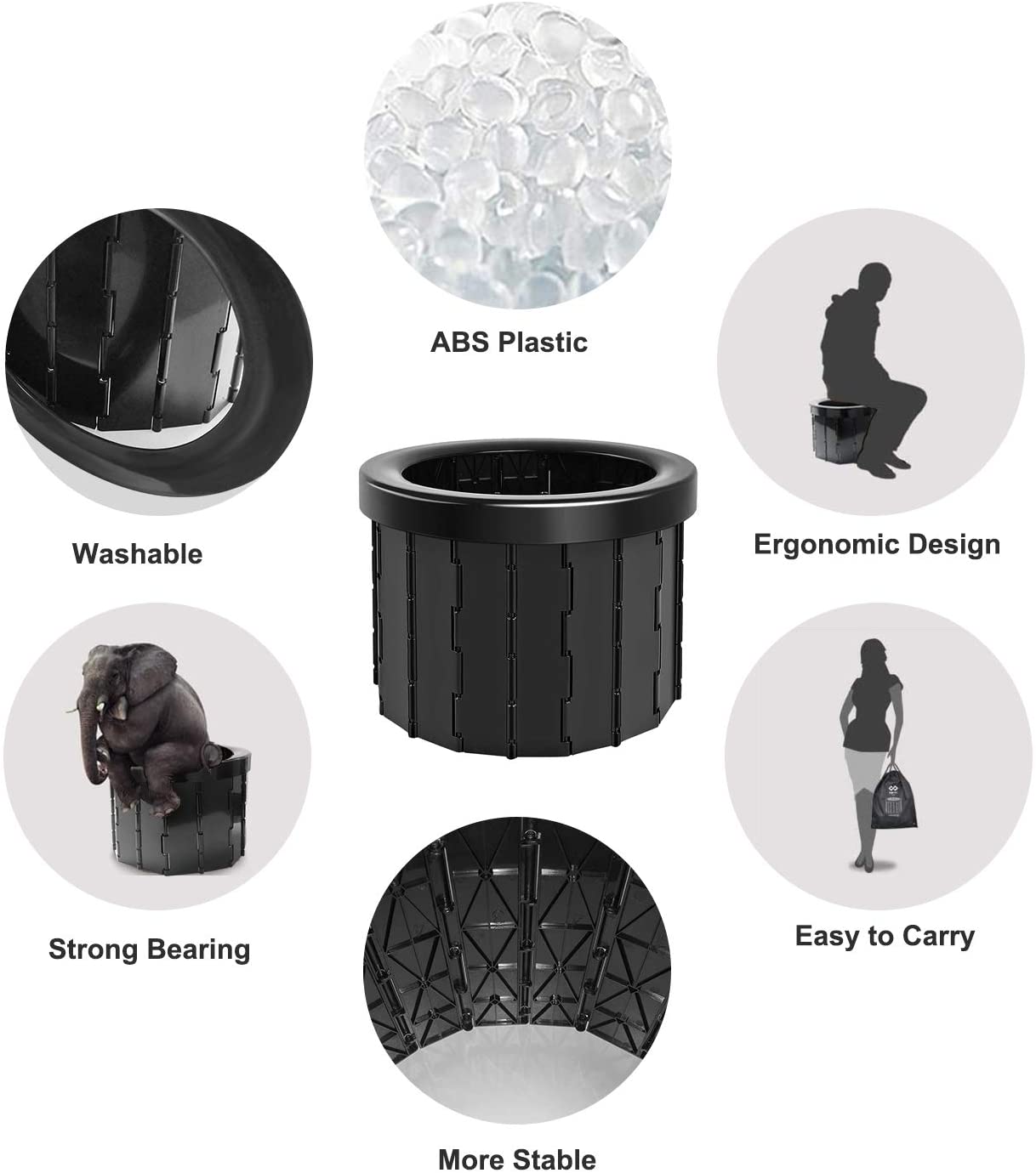 Portable Folding Toilet Commode Porta Potty Car Toilet Camping Toilet for Travel Bucket Toilet Seat for Camping Hiking Long trip